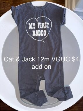 Cat & Jack Charcoal Romper with White Rodeo Graphic